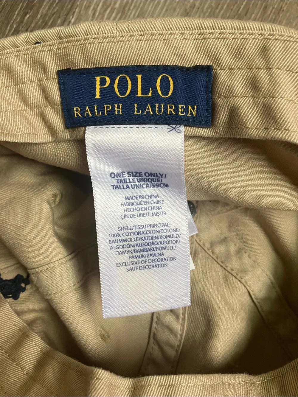 Polo by Ralph Lauren Men's Khaki Baseball Cap with Navy Pony